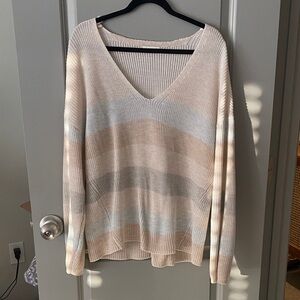 Gentle Fawn Cream and Gray V-Neck Sweater